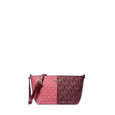 Michael Kors Jet Set Small Two-Tone Logo Crossbody Bag (Oxblood Multi)