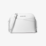 Michael Kors Jet Set Medium Crossbody Leather Handbag (Optic White)