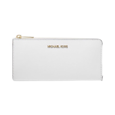 Michael Kors Jet Set Travel Wallet (Optic white gold hardware)