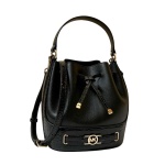 Michael Kors Reed MD Belted Bucket Messenger Bag Exotic/smooth Leather Black