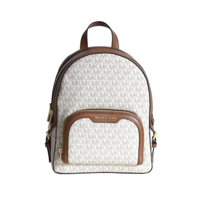 Michael Kors Abbey Jaycee Medium Backpack Vanilla Multi MK Signature