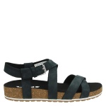 Timberland Women's Malibu Waves Ankle Strap Sandal, Black Nubuck, 10