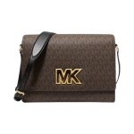 Michael Kors Mimi Medium Leather Messenger Bag (Brown/Black)