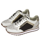 Michael Kors Maddy Trainer Fashion Sneaker Shoes (Regular, Vanilla/Brown, Numeric_6)