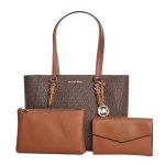 Michael Kors Charlotte Large Leather 3-in-1 Tote Crossbody Handbag (Brown)