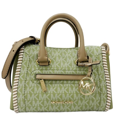 Michael Kors Carine Extra Small Whipstitch Satchel Crossbody Bag Light Sage MK